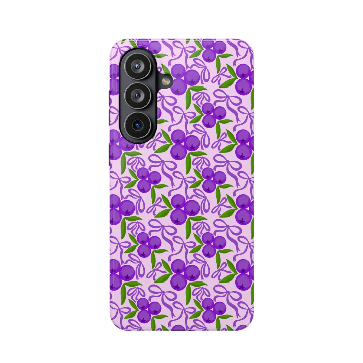 Purple Cherry Bow MagSafe case for Samsung Galaxy S26 Plus, glossy finish