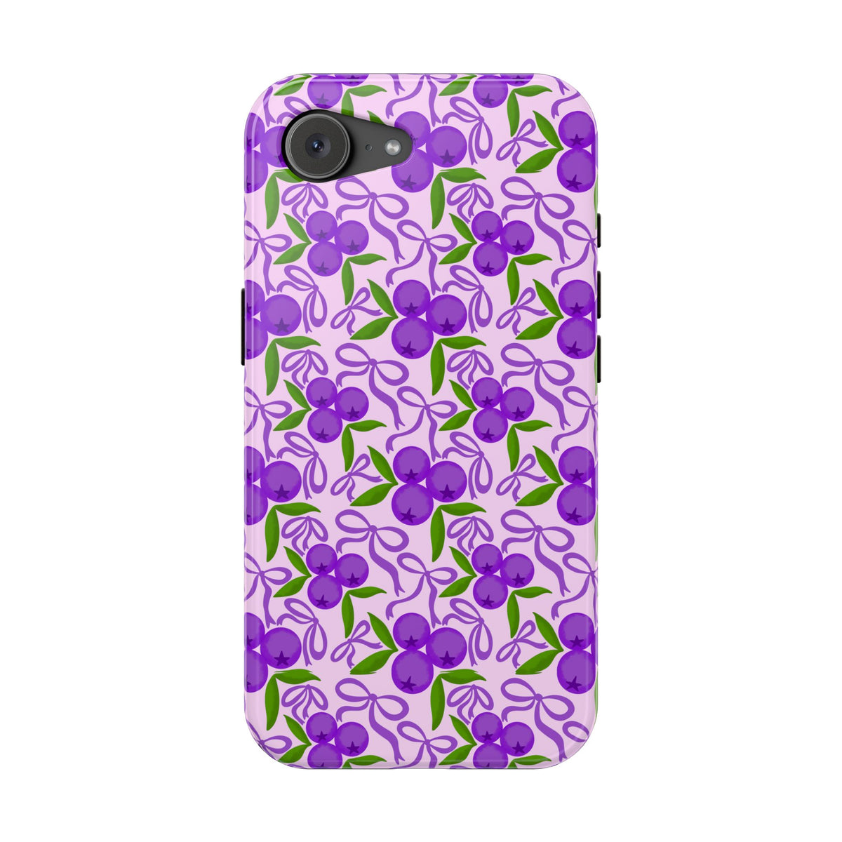 Purple Cherry Bow MagSafe case for iPhone 16e, matte finish
