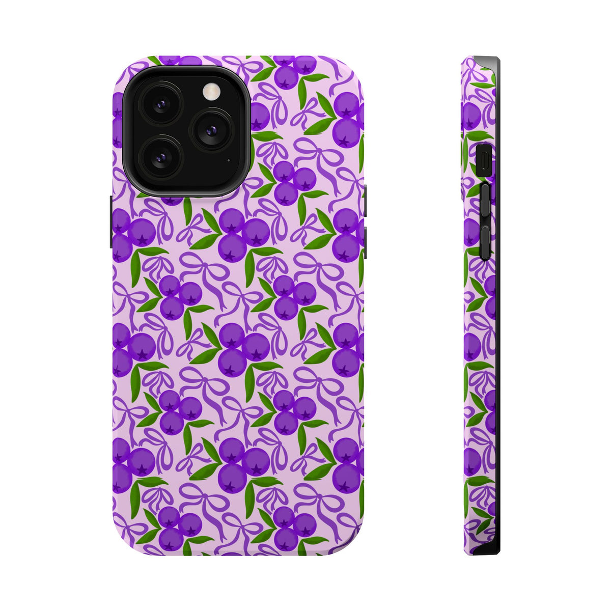 Purple Cherry Bow MagSafe case for iPhone 13 Pro Max, glossy finish