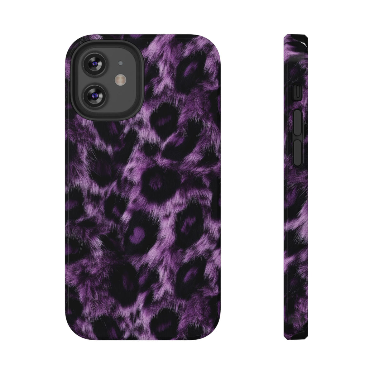 Purple Leopard protective phone case for iPhone 12 Mini, glossy finish