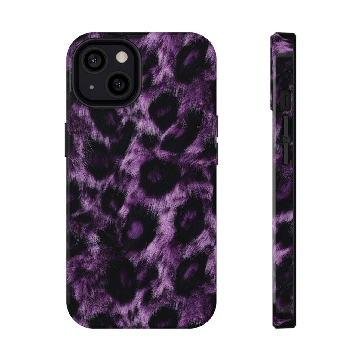 Purple Leopard protective phone case for iPhone 13, glossy finish