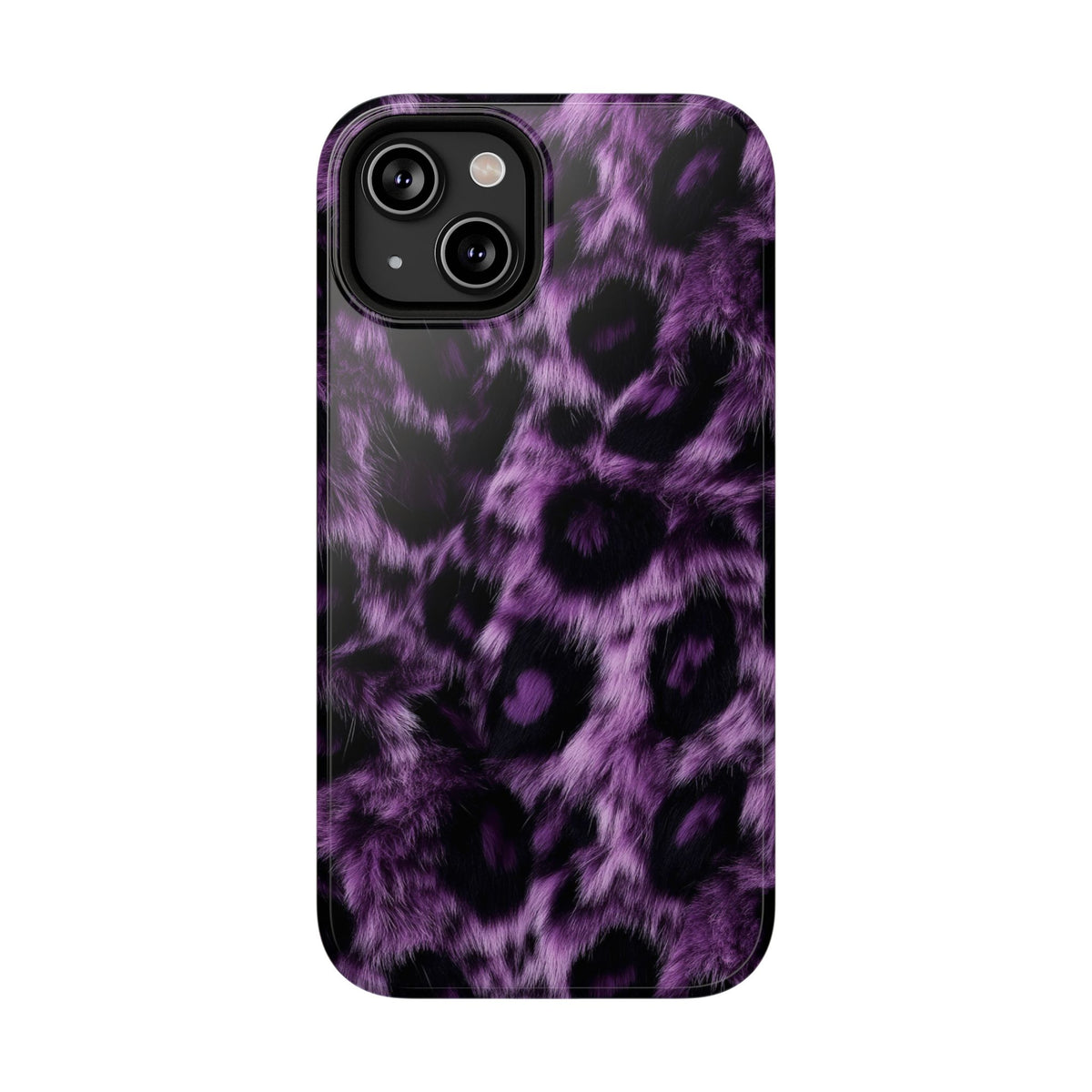 Purple Leopard protective phone case for iPhone 14, glossy finish