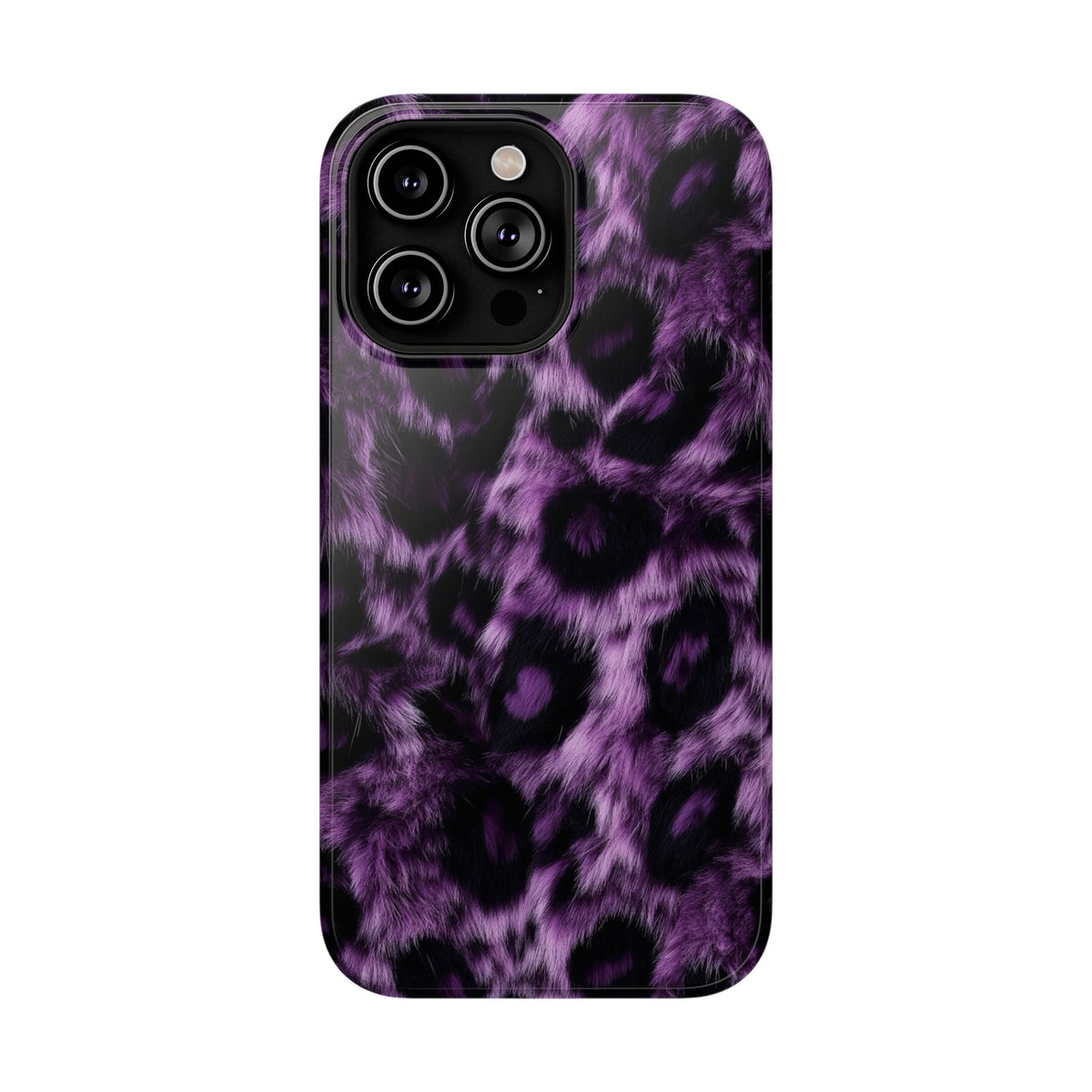 Purple Leopard protective phone case for iPhone 14 Pro Max, glossy finish