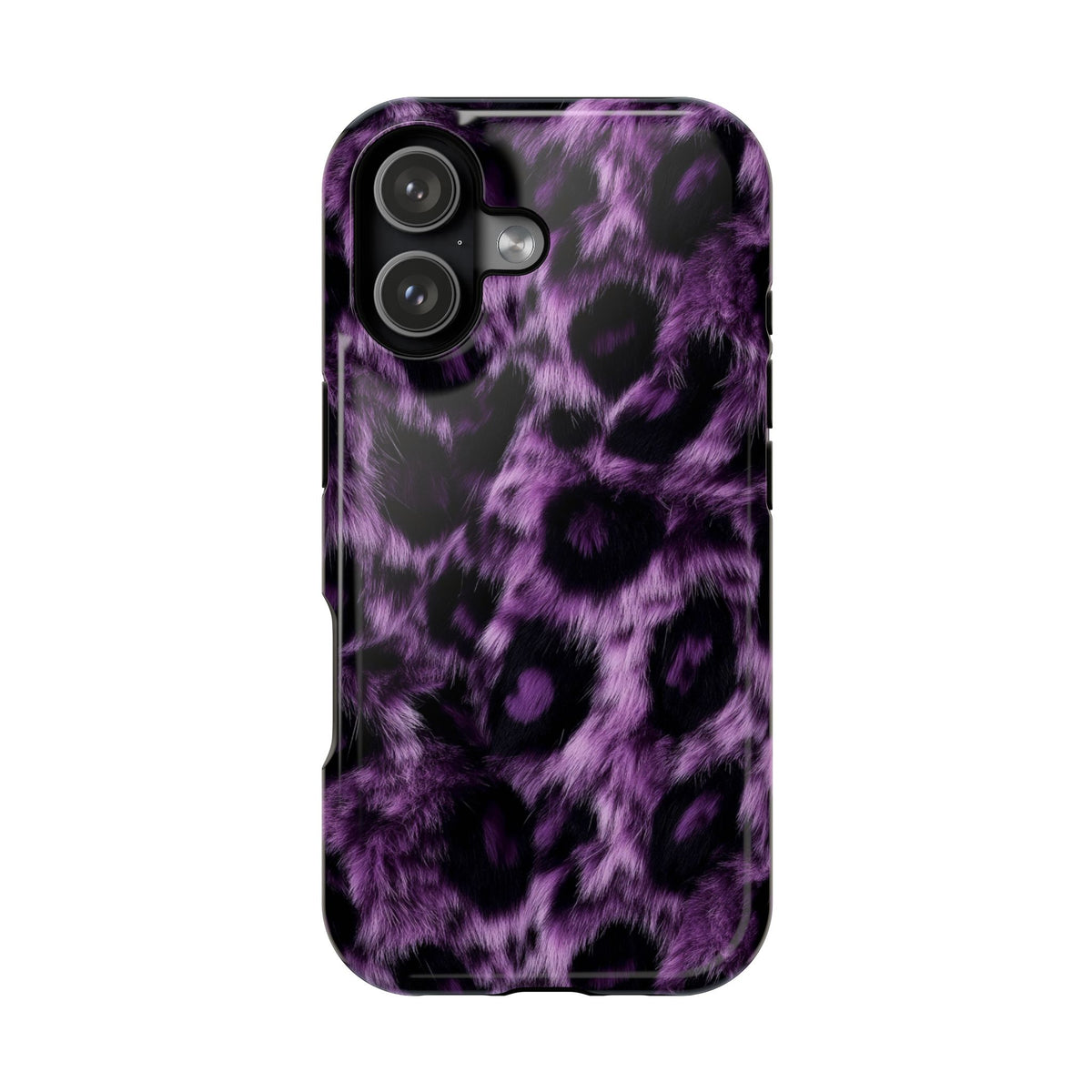 Purple Leopard protective phone case for iPhone 17, glossy finish