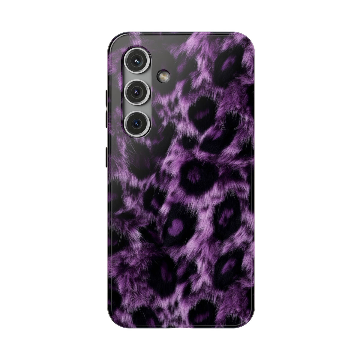Purple Leopard protective phone case for Samsung Galaxy S24, glossy finish