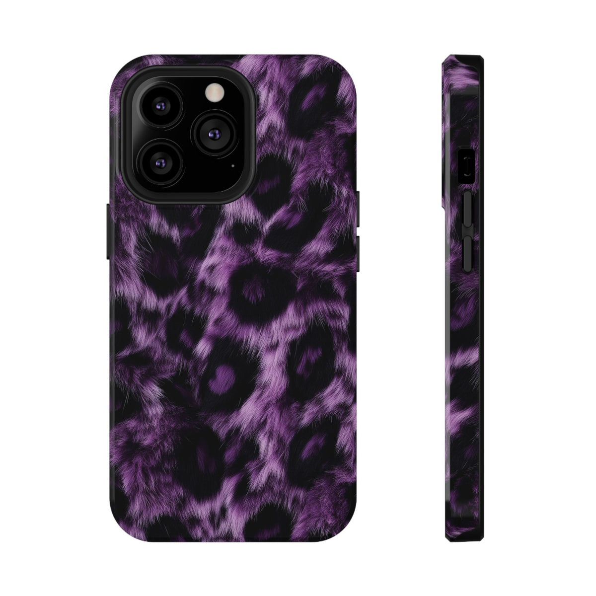 Purple Leopard protective phone case for iPhone 13 Pro, glossy finish