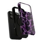 Purple Leopard protective phone case, close-up of the dual-layer construction