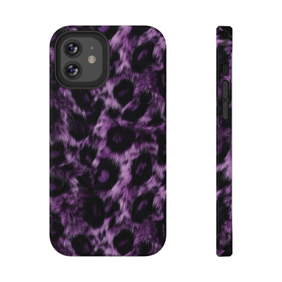 Purple Leopard protective phone case for iPhone 12, glossy finish
