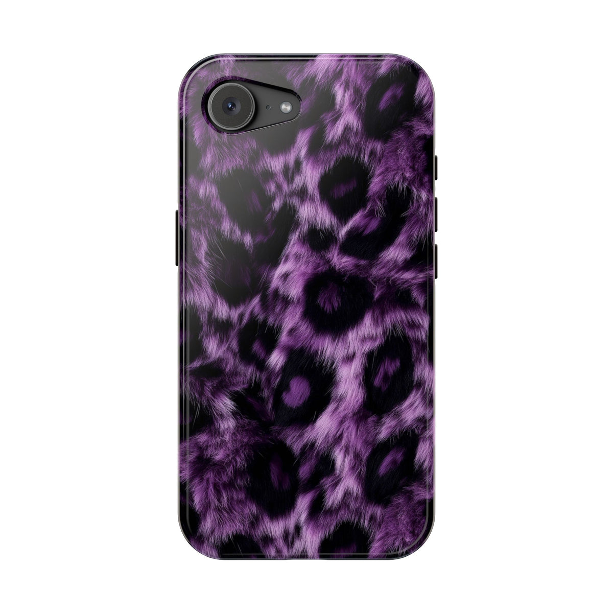 Purple Leopard MagSafe case for iPhone 17e, glossy finish
