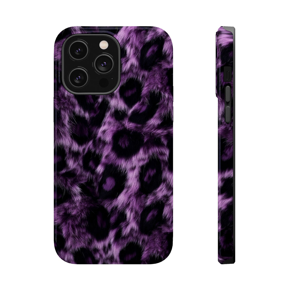 Purple Leopard MagSafe case for iPhone 14 Pro Max, glossy finish