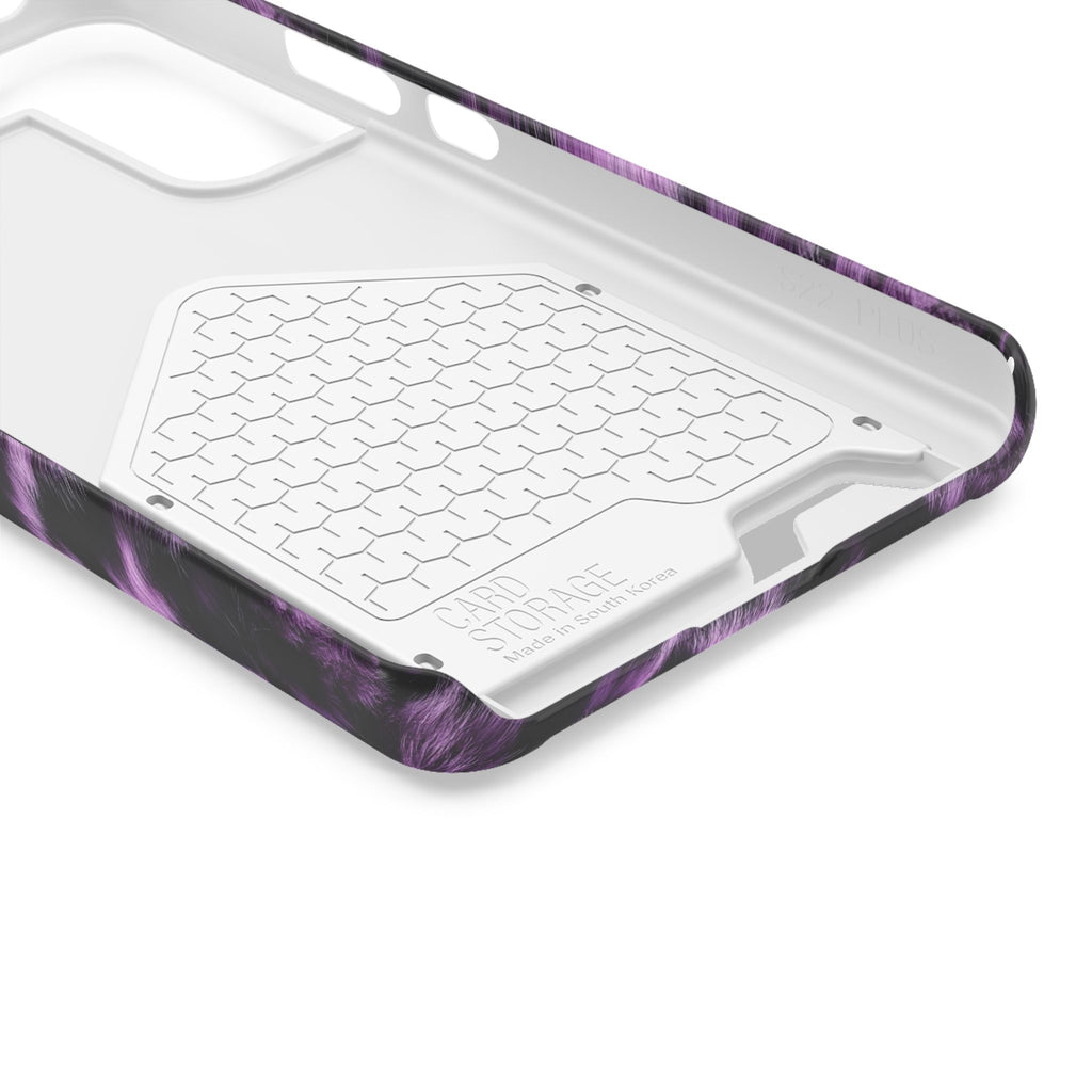 Purple Leopard phone case with card holder, close-up of the inside