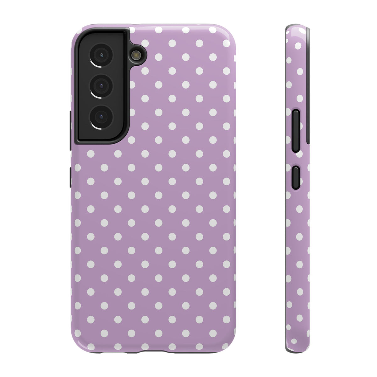 Purple Polka Dot protective phone case for Samsung Galaxy S22, glossy finish