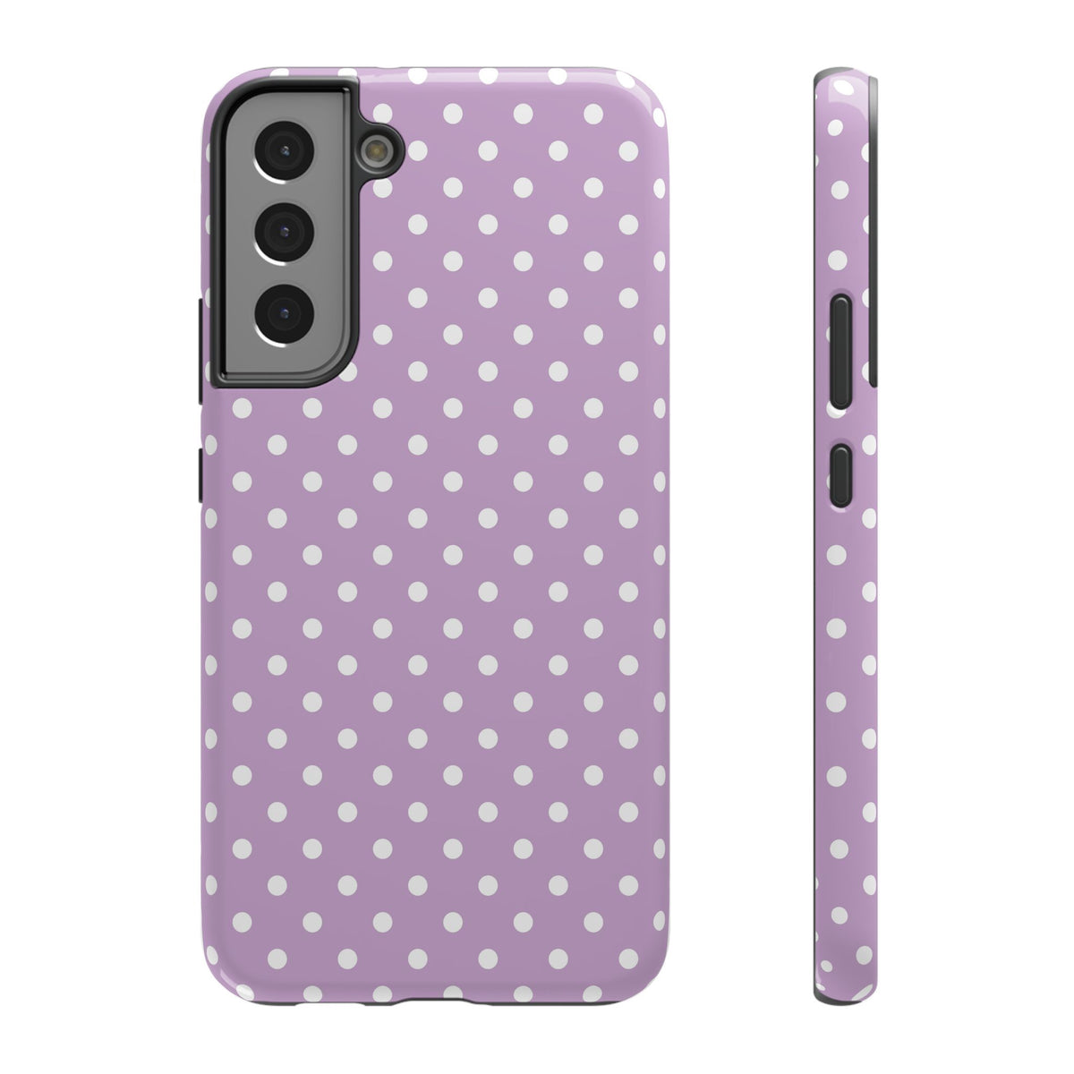 Purple Polka Dot protective phone case for Samsung Galaxy S22 Plus, glossy finish