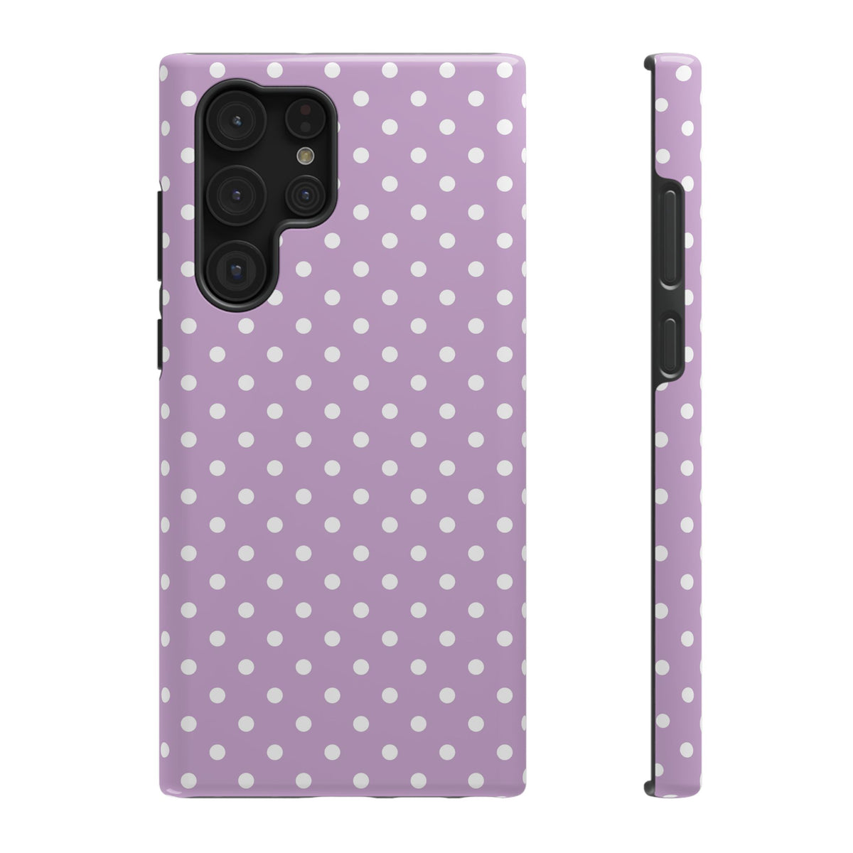 Purple Polka Dot protective phone case for Samsung Galaxy S22 Ultra, glossy finish