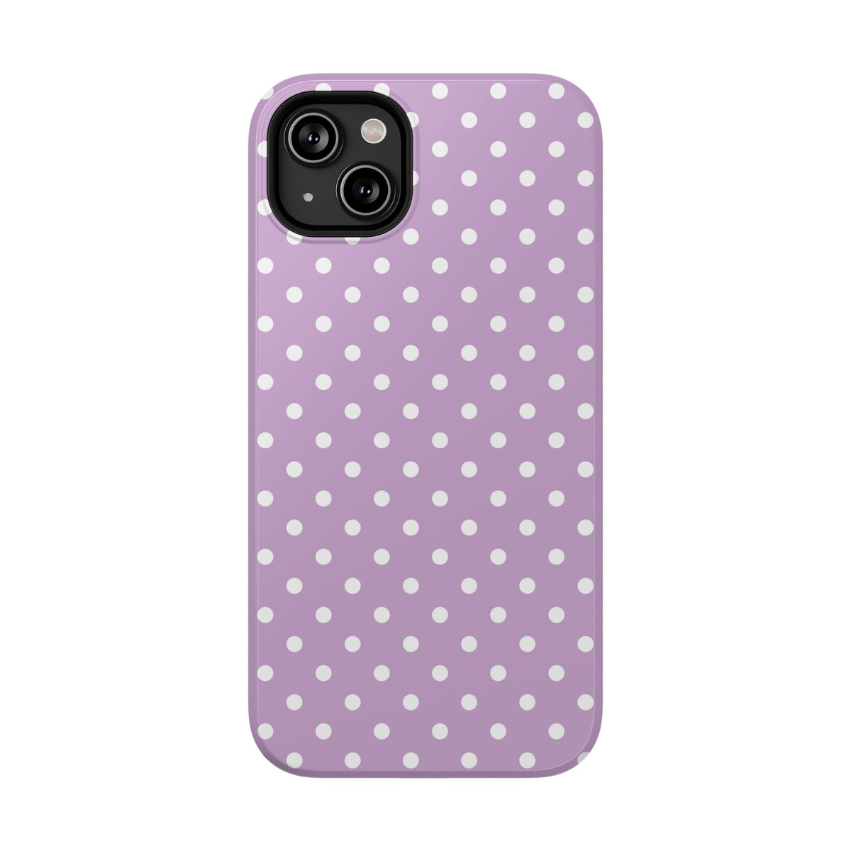 Purple Polka Dot protective phone case for iPhone 14 Plus, glossy finish
