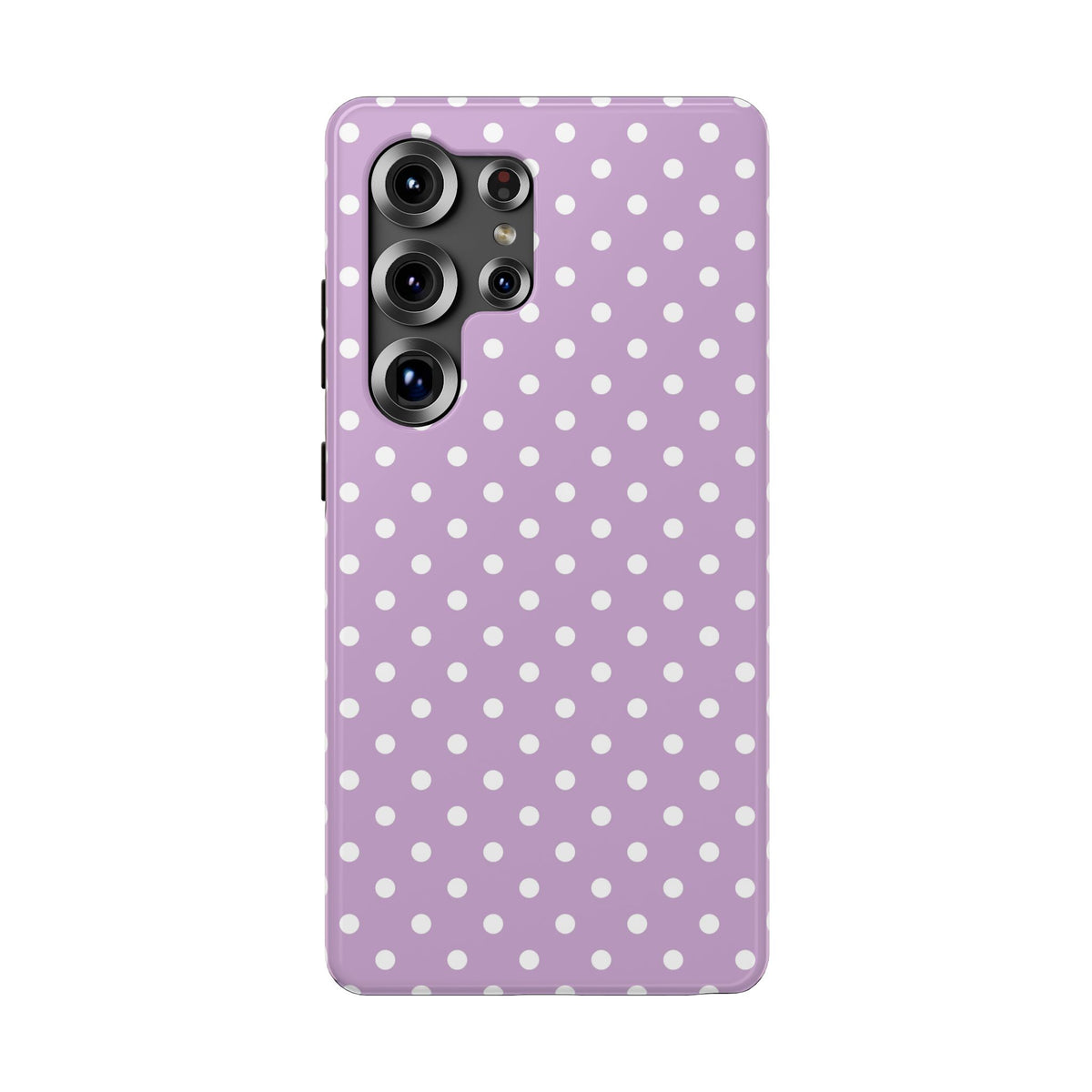 Purple Polka Dot protective phone case for Samsung Galaxy S25 Ultra, glossy finish