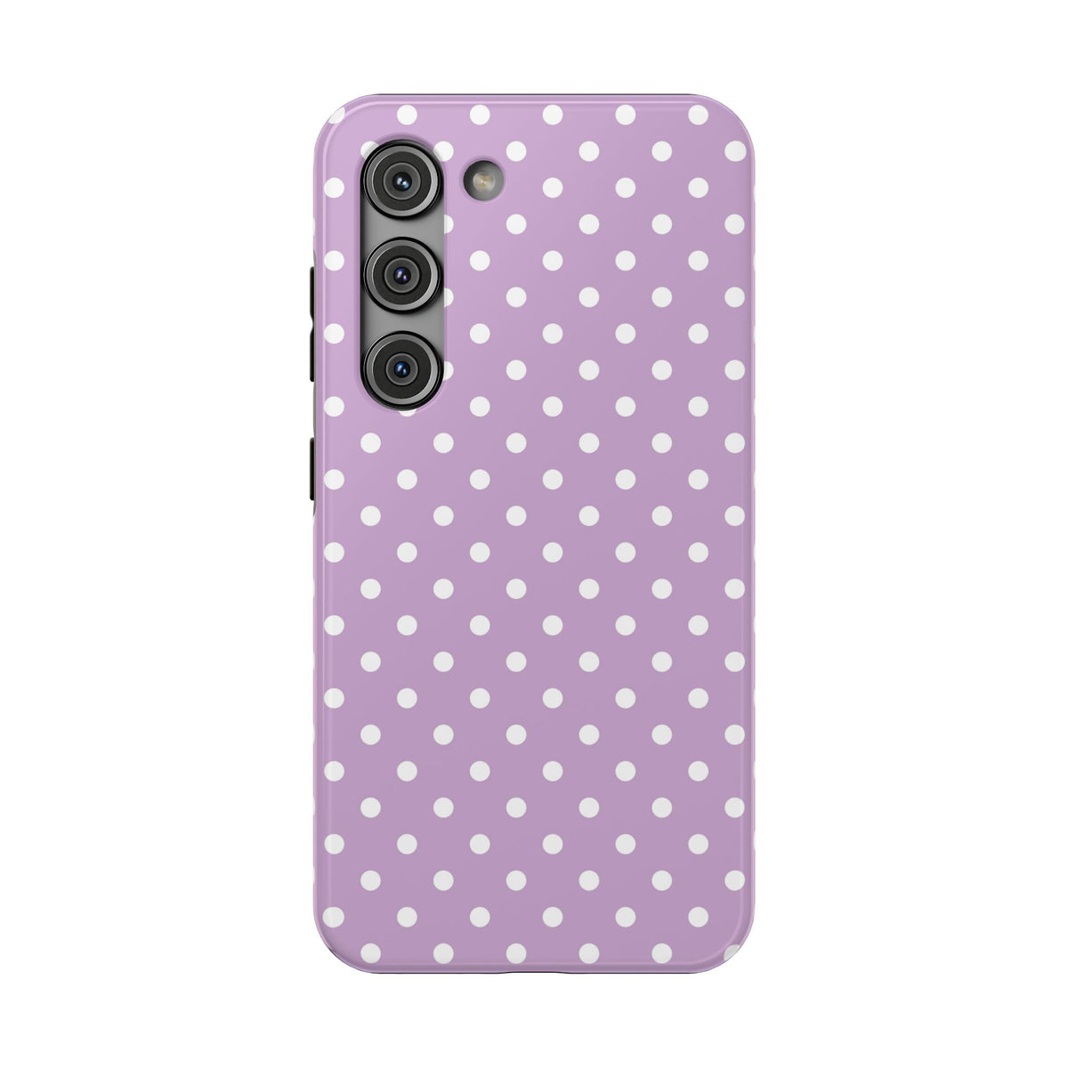 Purple Polka Dot protective phone case for Samsung Galaxy S23, glossy finish
