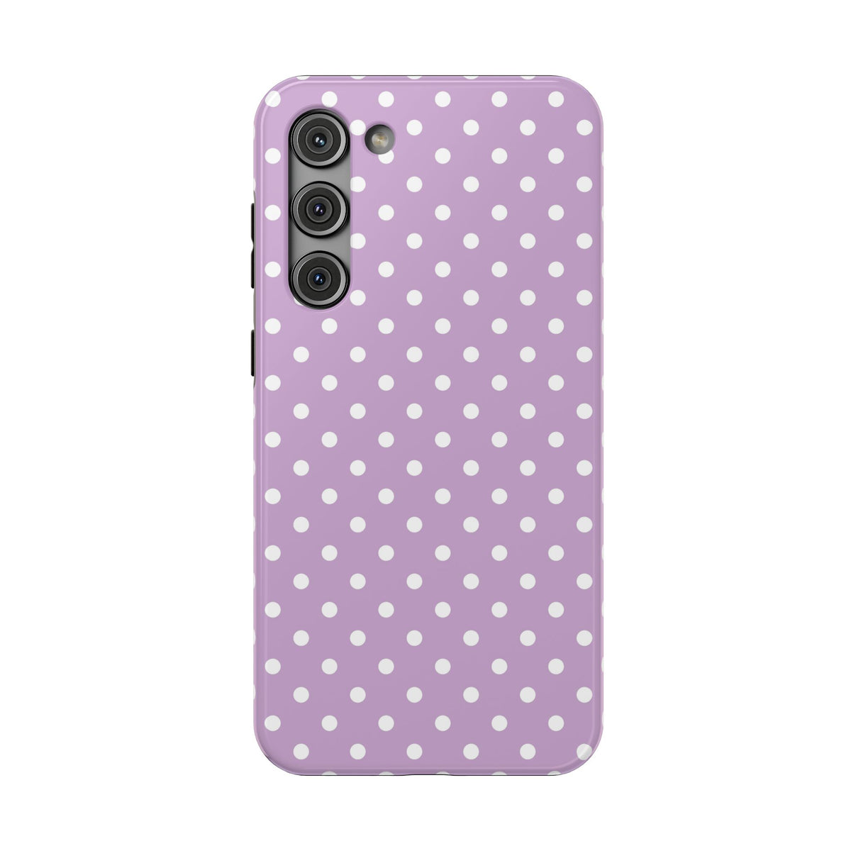 Purple Polka Dot protective phone case for Samsung Galaxy S23 Plus, glossy finish