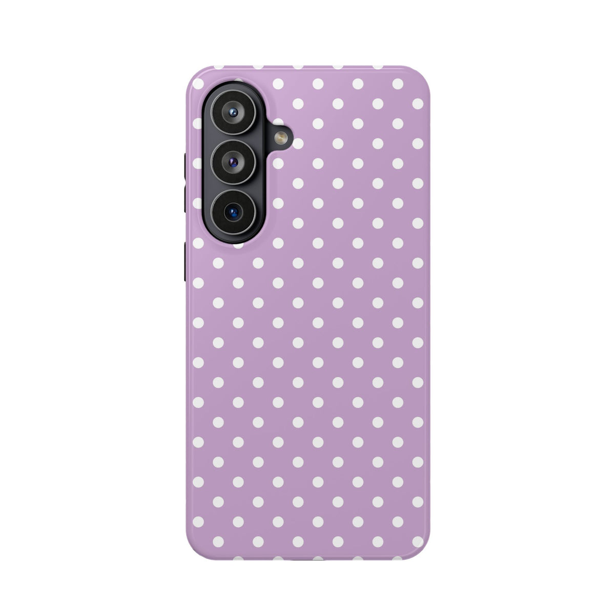 Purple Polka Dot protective phone case for Samsung Galaxy S26 Plus, glossy finish