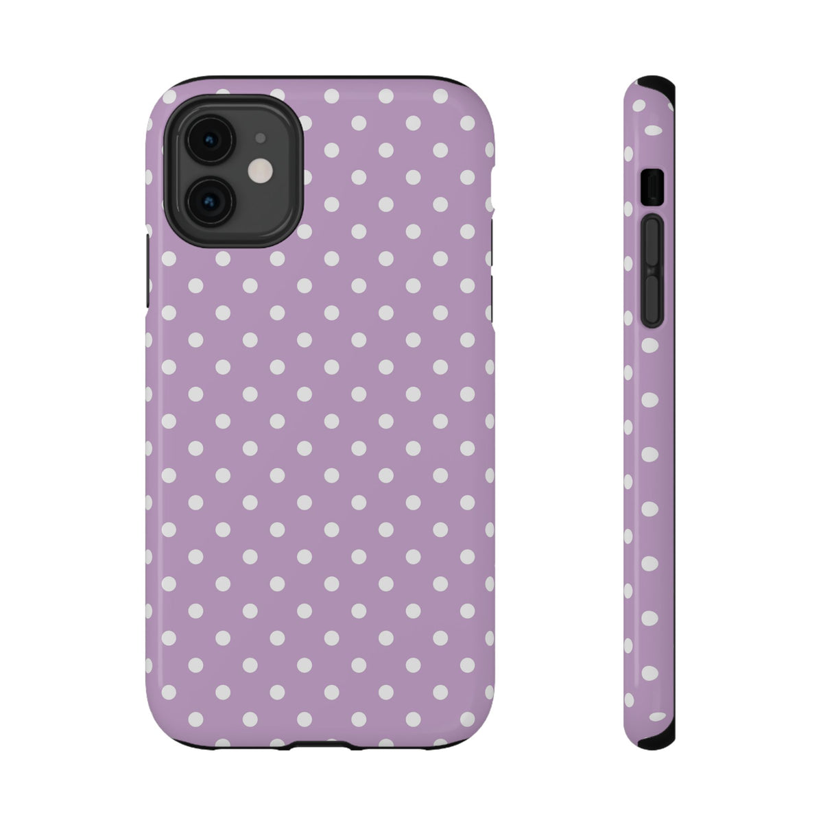 Purple Polka Dot protective phone case for iPhone 11, glossy finish