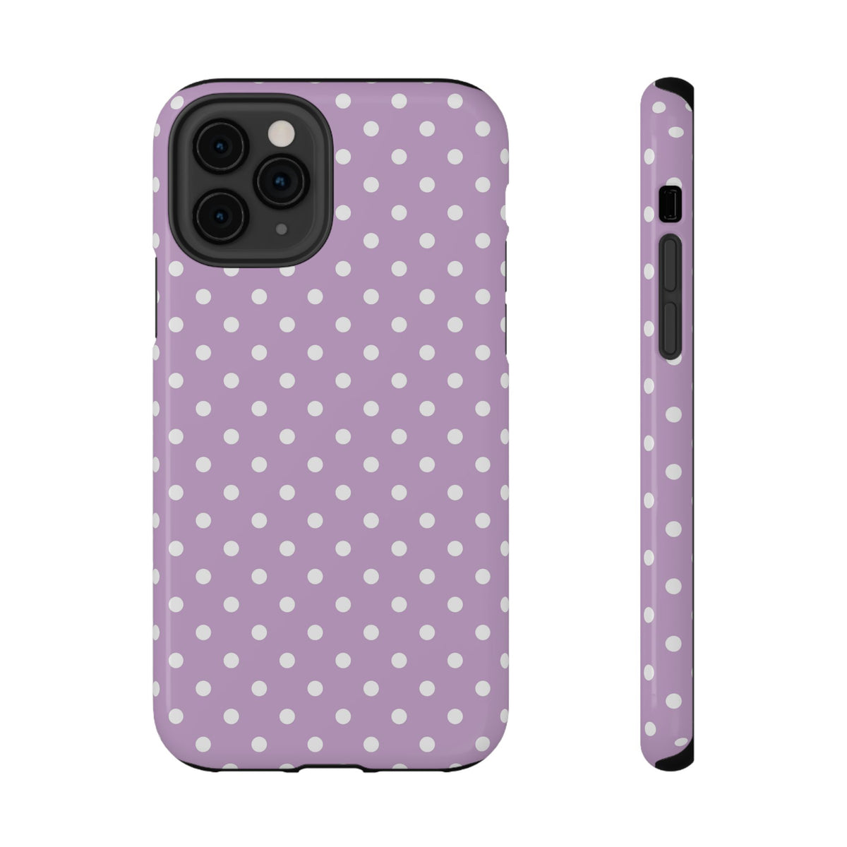 Purple Polka Dot protective phone case for iPhone 11 Pro, glossy finish