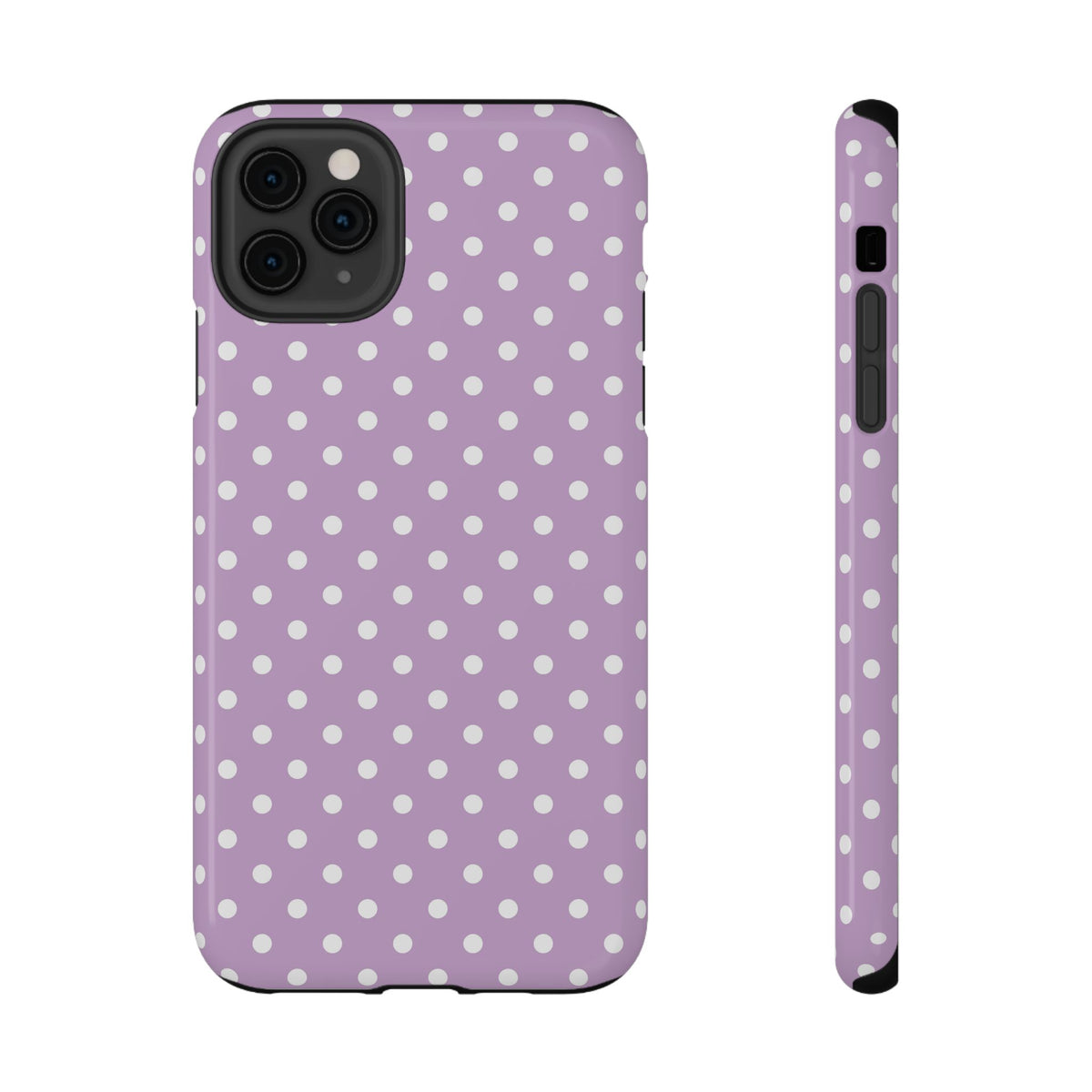 Purple Polka Dot protective phone case for iPhone 11 Pro Max, glossy finish