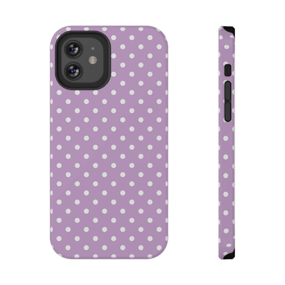 Purple Polka Dot protective phone case for iPhone 12, glossy finish