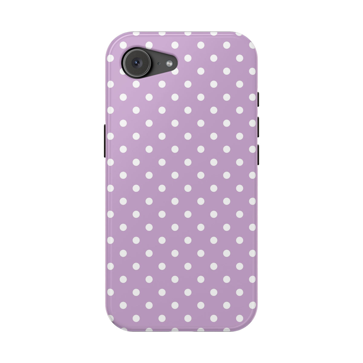 Purple Polka Dot MagSafe case for iPhone 16e, matte finish