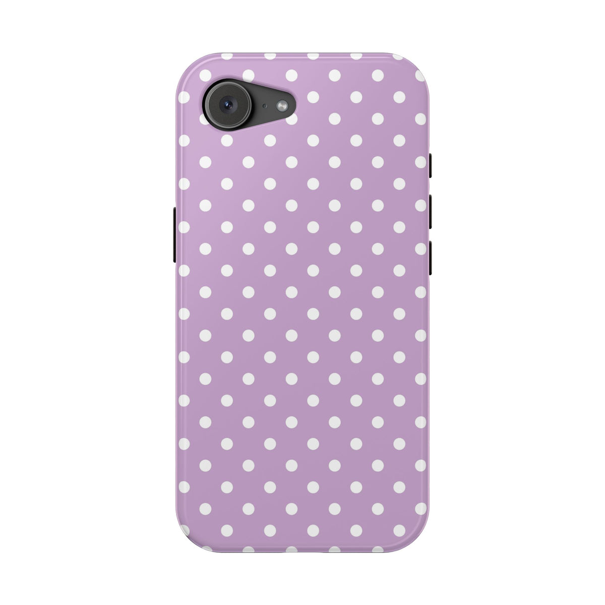 Purple Polka Dot MagSafe case for iPhone 17e, glossy finish