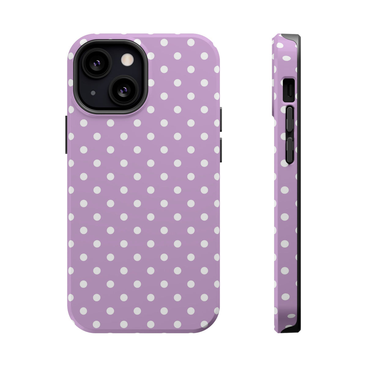 Purple Polka Dot MagSafe case for iPhone 13 Mini, glossy finish