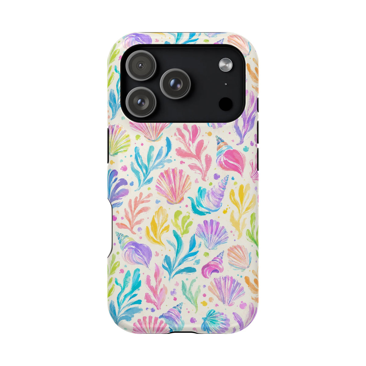 Rainbow Reef protective phone case for iPhone 17 Pro, glossy finish