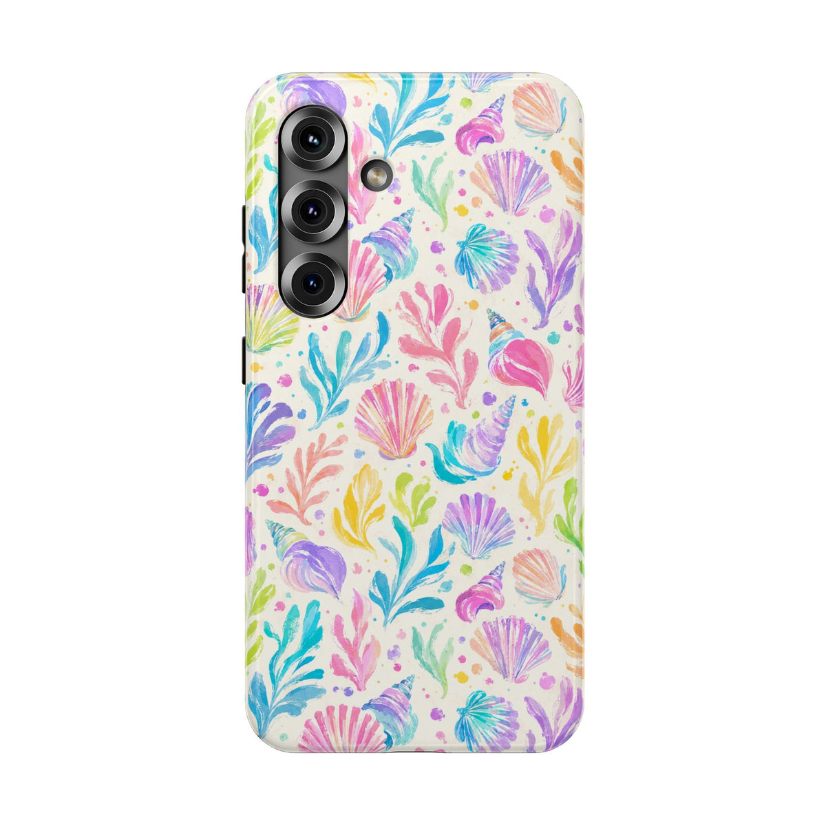 Rainbow Reef protective phone case for Samsung Galaxy S25, glossy finish