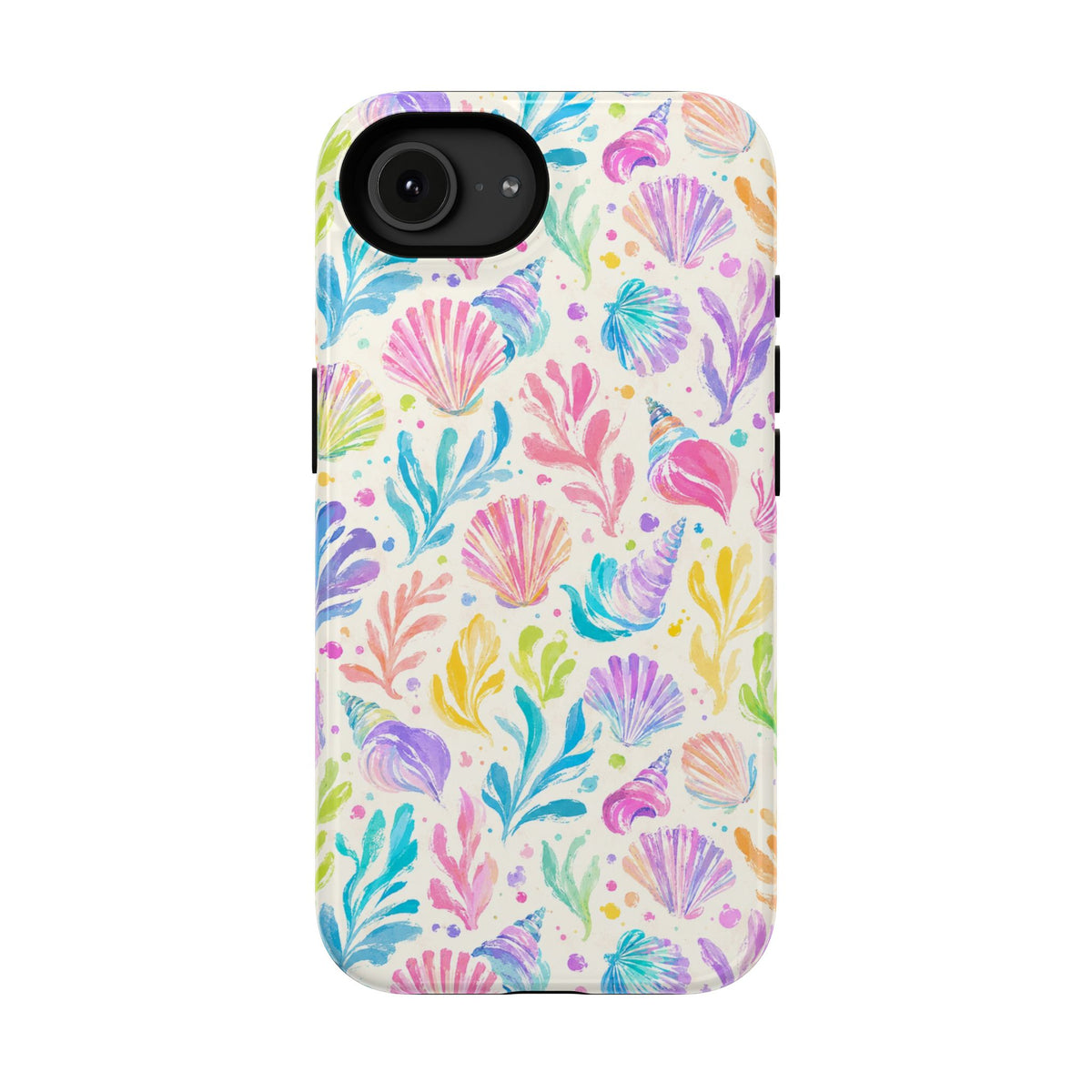 Rainbow Reef protective phone case for iPhone 16e, glossy finish