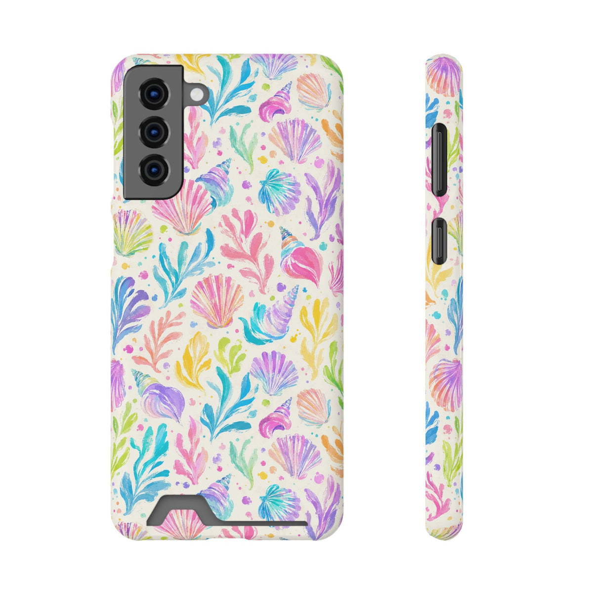 Rainbow Reef phone case with card holder for Samsung Galaxy S21 Plus, glossy finish