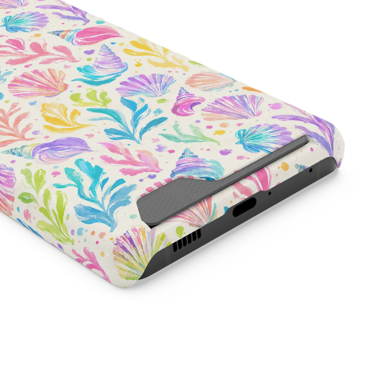 Rainbow Reef phone case with card holder for Samsung Galaxy S21 Ultra, glossy finish