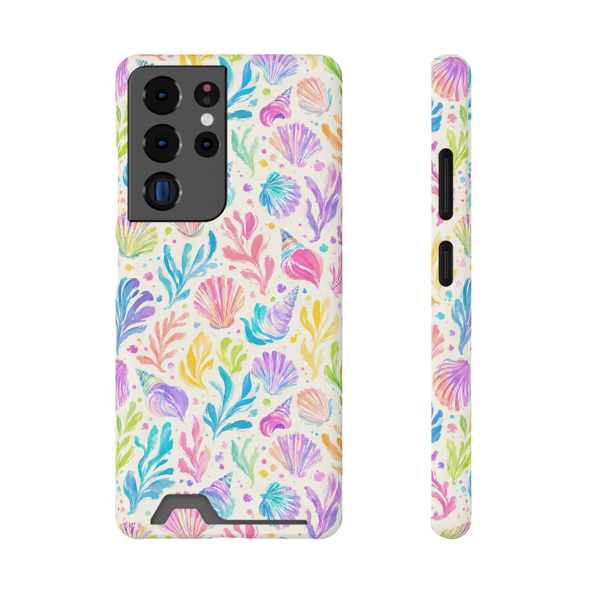 Rainbow Reef phone case with card holder for Samsung Galaxy S22 Plus, glossy finish