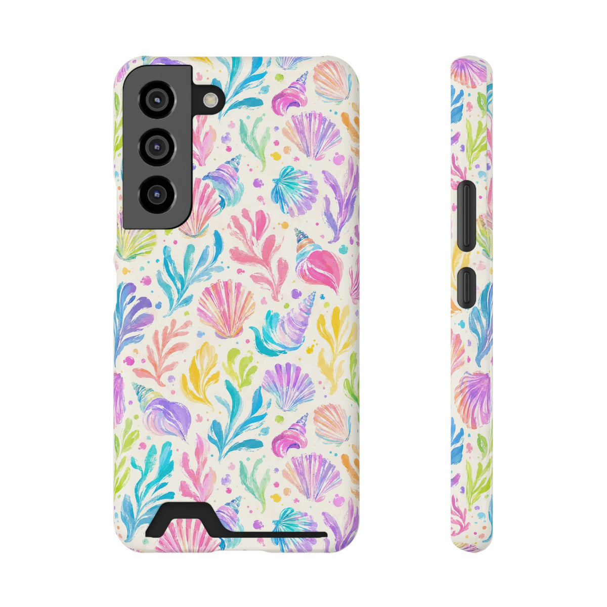 Rainbow Reef phone case with card holder for Samsung Galaxy S22, glossy finish