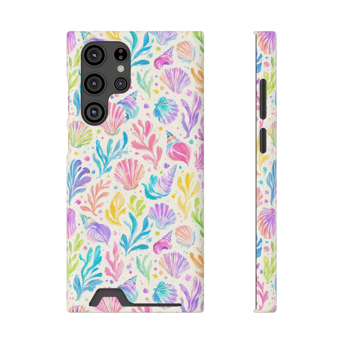 Rainbow Reef phone case with card holder for Samsung Galaxy S22 Ultra, glossy finish
