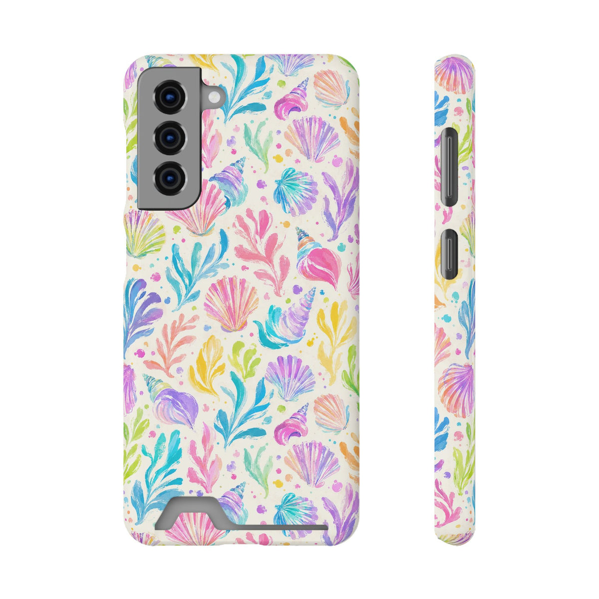 Rainbow Reef phone case with card holder for Samsung Galaxy S21, glossy finish