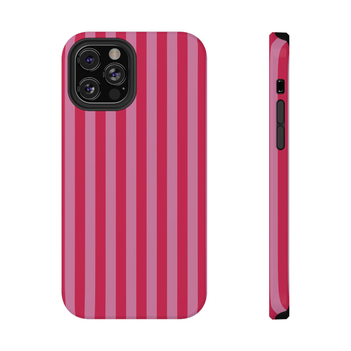 Raspberry Stripe protective phone case for iPhone 12 Pro, glossy finish