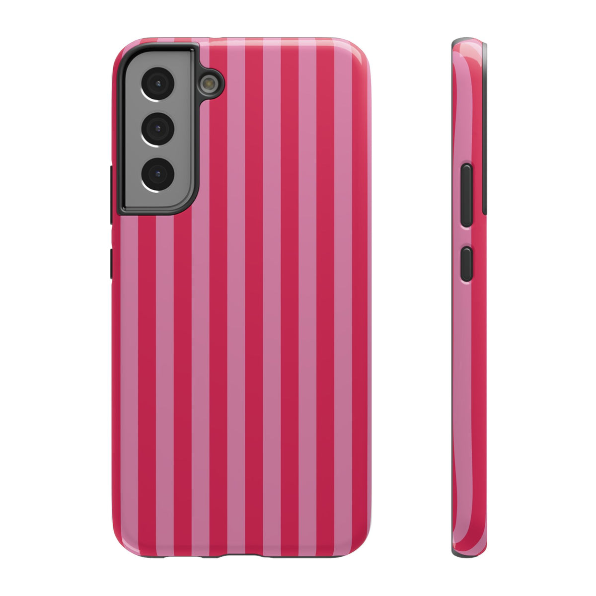 Raspberry Stripe protective phone case for Samsung Galaxy S22 Plus, glossy finish