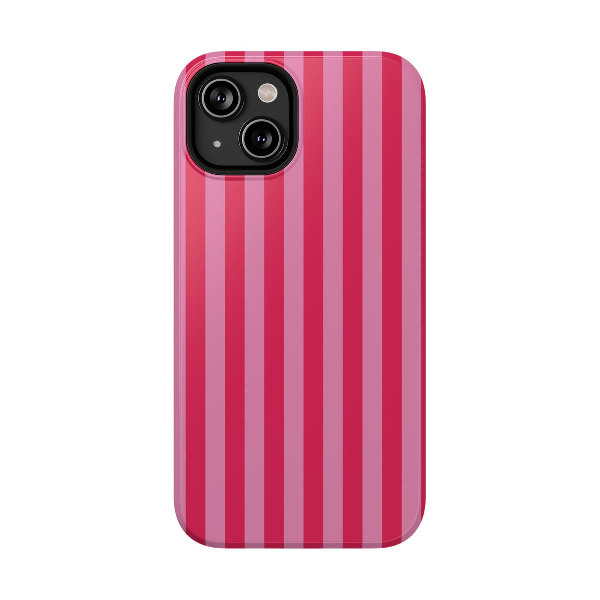Raspberry Stripe protective phone case for iPhone 14, glossy finish