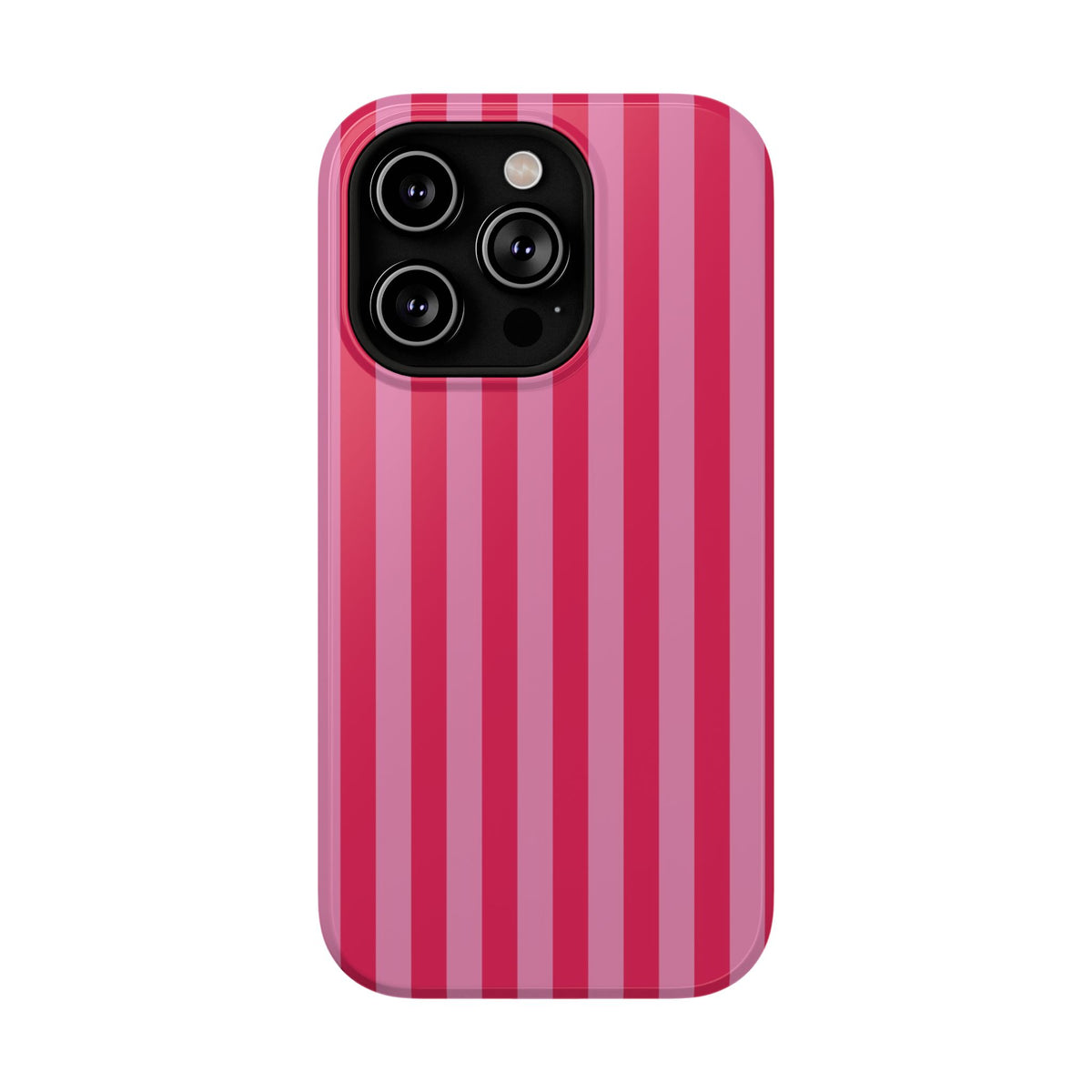 Raspberry Stripe protective phone case for iPhone 14 Pro, glossy finish