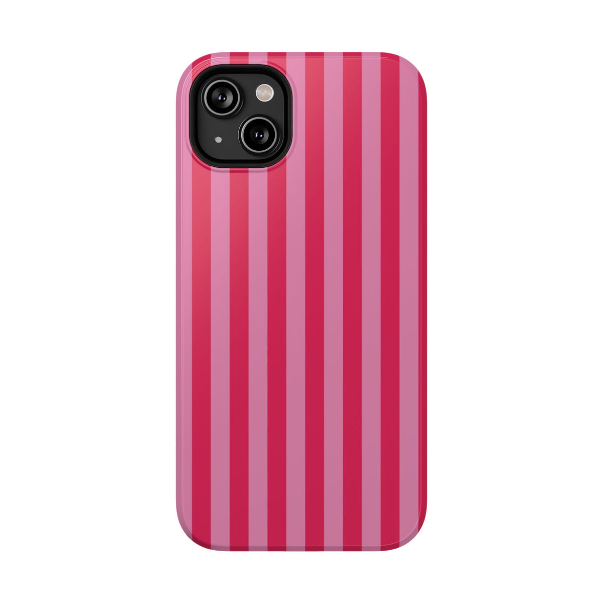 Raspberry Stripe protective phone case for iPhone 14 Plus, glossy finish