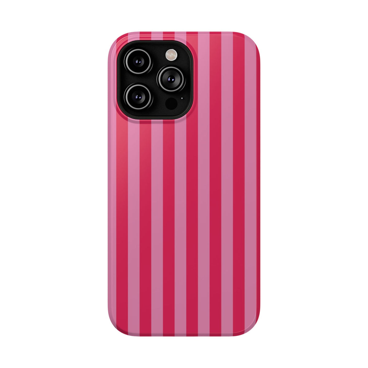 Raspberry Stripe protective phone case for iPhone 14 Pro Max, glossy finish