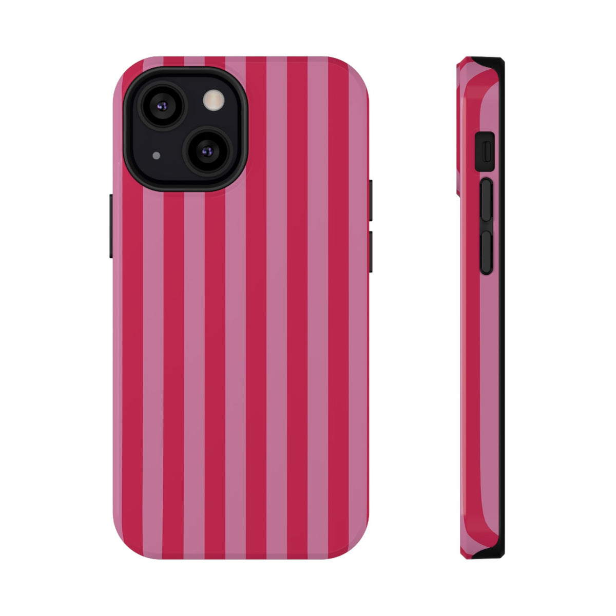 Raspberry Stripe protective phone case for iPhone 13 Mini, glossy finish