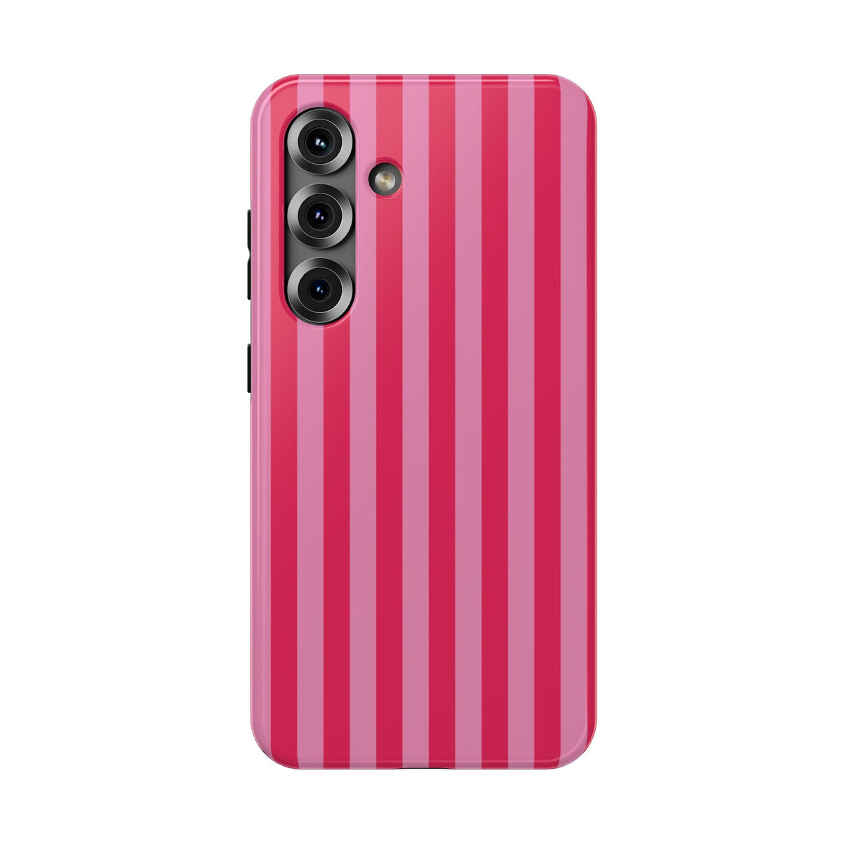 Raspberry Stripe protective phone case for Samsung Galaxy S25, glossy finish
