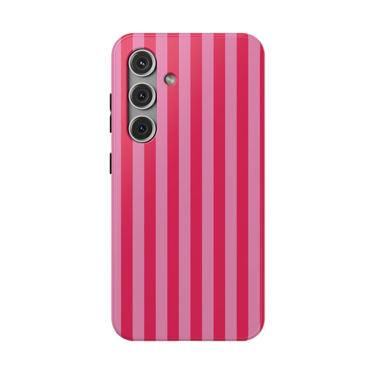 Raspberry Stripe protective phone case for Samsung Galaxy S24, glossy finish