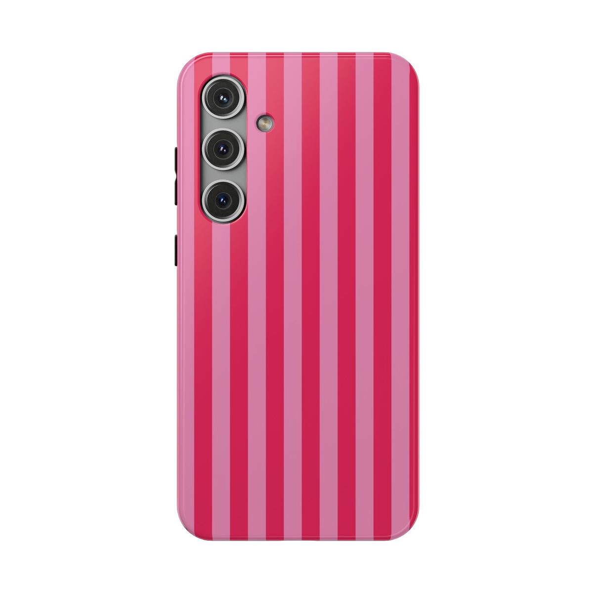 Raspberry Stripe protective phone case for Samsung Galaxy S24 Plus, glossy finish