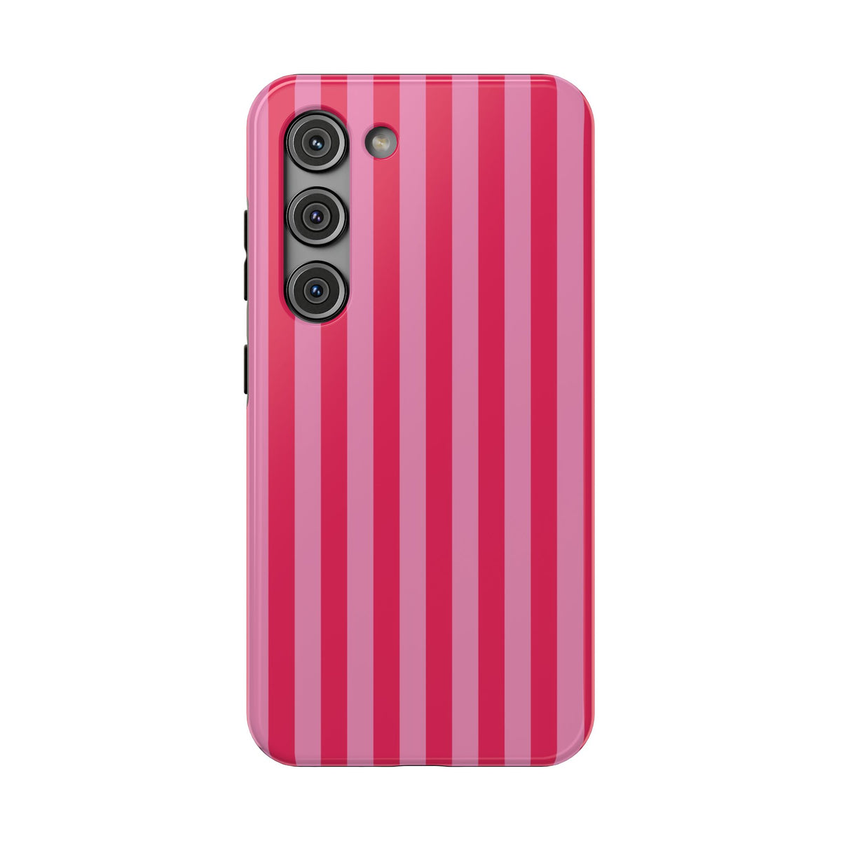 Raspberry Stripe protective phone case for Samsung Galaxy S23, glossy finish